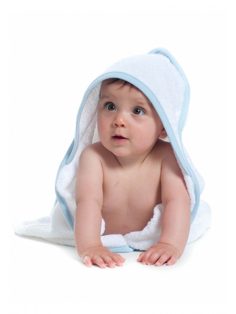 Babybadhanddoek wit-blauw