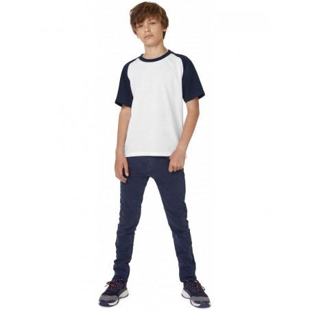 CGTK350 - Kids' Base-ball T-shirt wit navy, tot 11 dec -56%